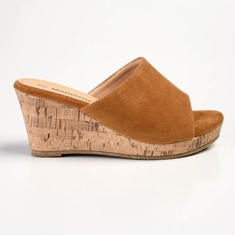 Madison Trudy Slip On Wedge Sandal - Tan