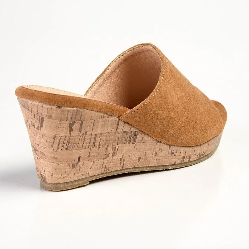 Madison Trudy Slip On Wedge Sandal - Tan