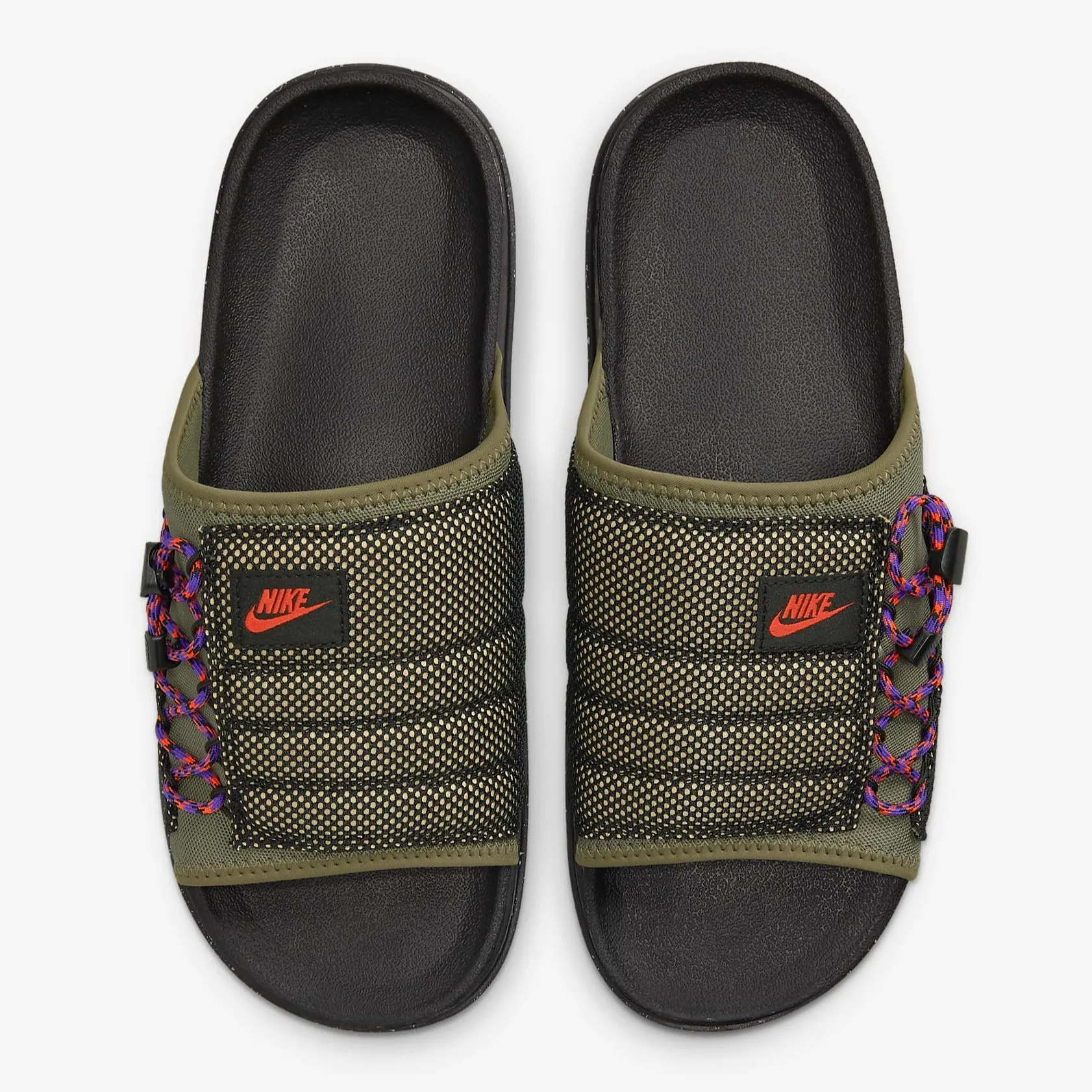 Men's Nike Asuna Premium "Wildwood" Mesh Slides (Medium Olive/Black/Canvas/Orange)(DM6383-222)