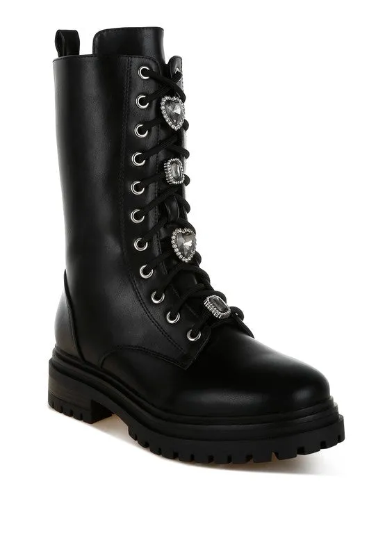Nimba Rhinestone jeweled Chunky Boots