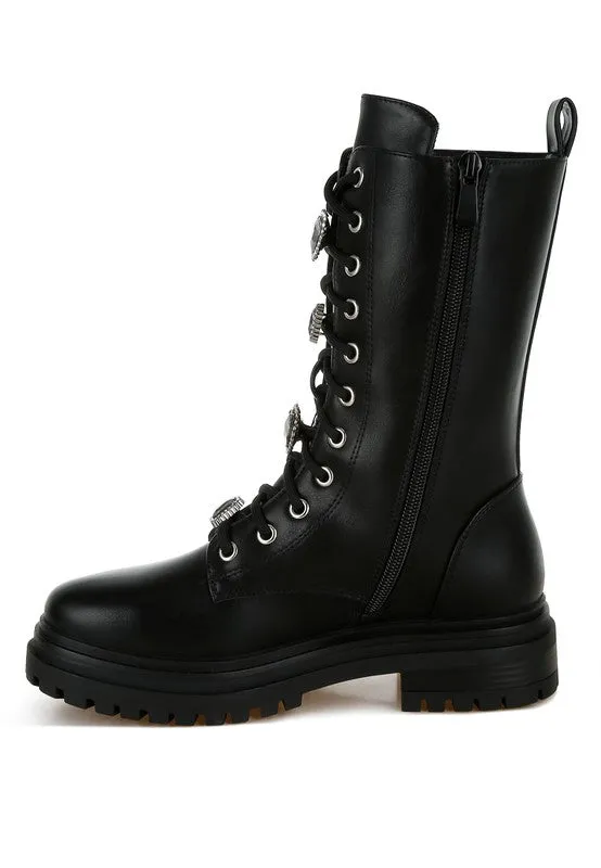 Nimba Rhinestone jeweled Chunky Boots