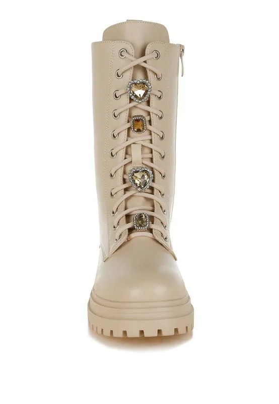 Nimba Rhinestone jeweled Chunky Boots