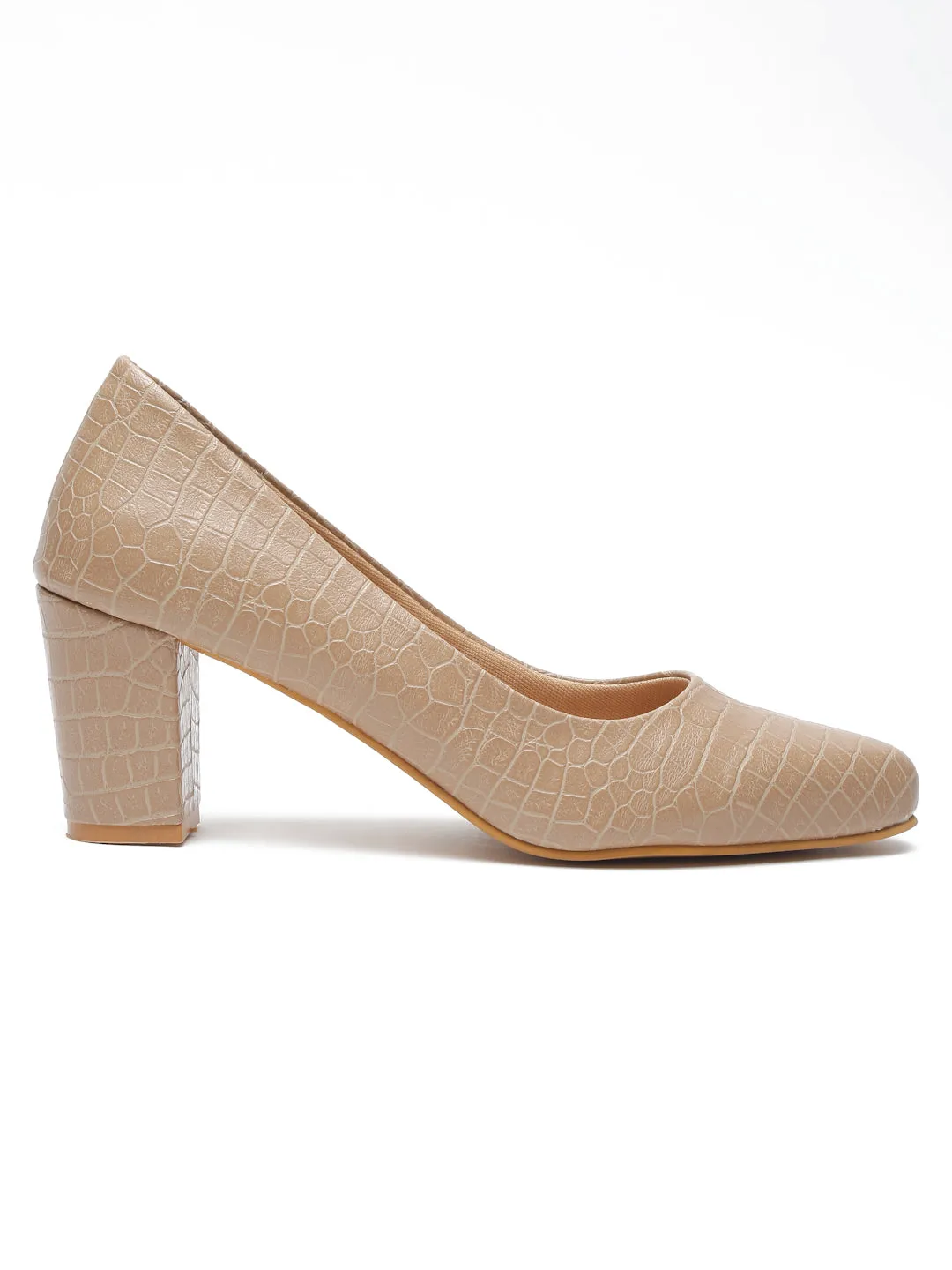 Pelle Albero Women Beige Slip-On Block Heels