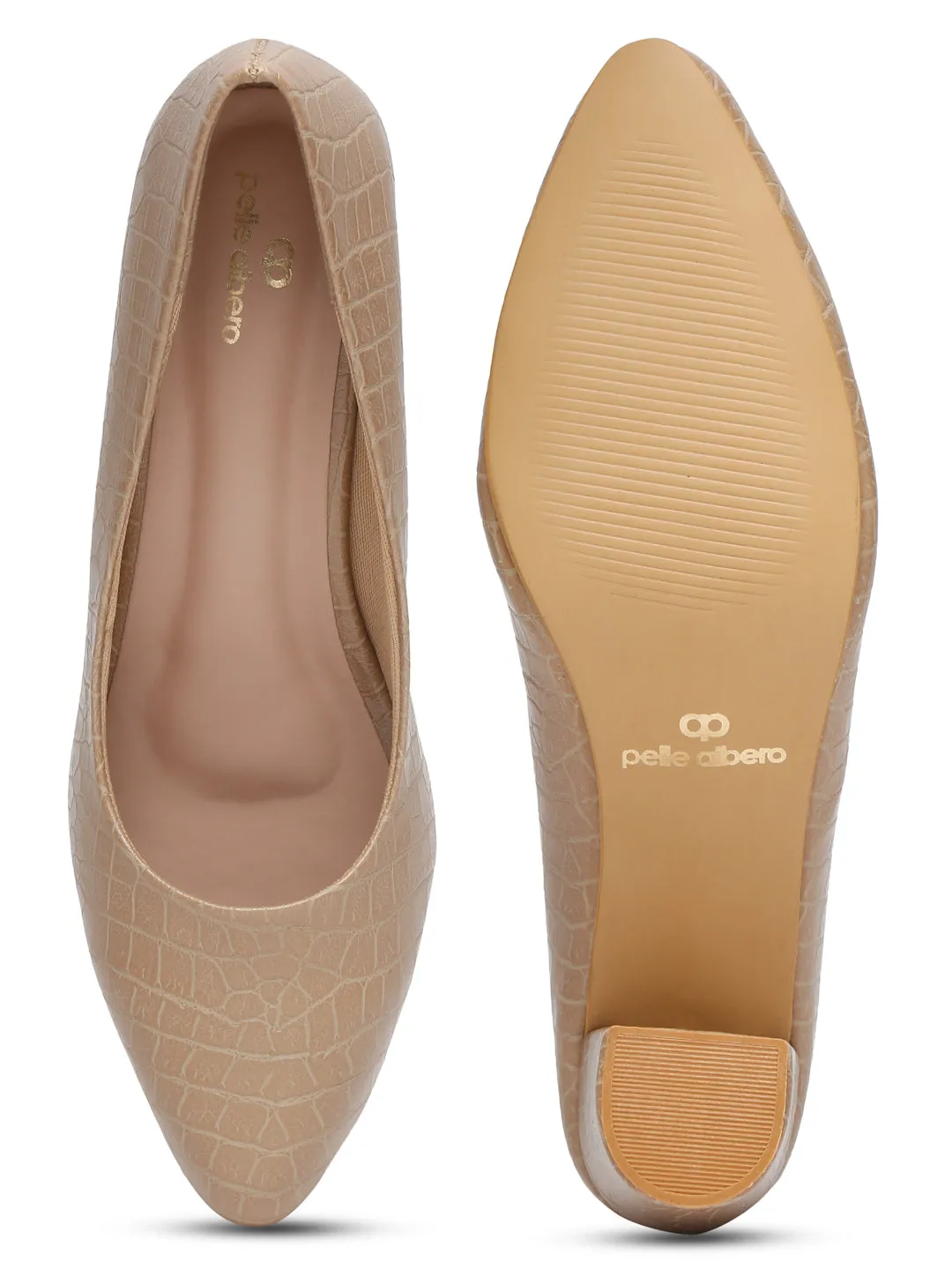 Pelle Albero Women Beige Slip-On Block Heels