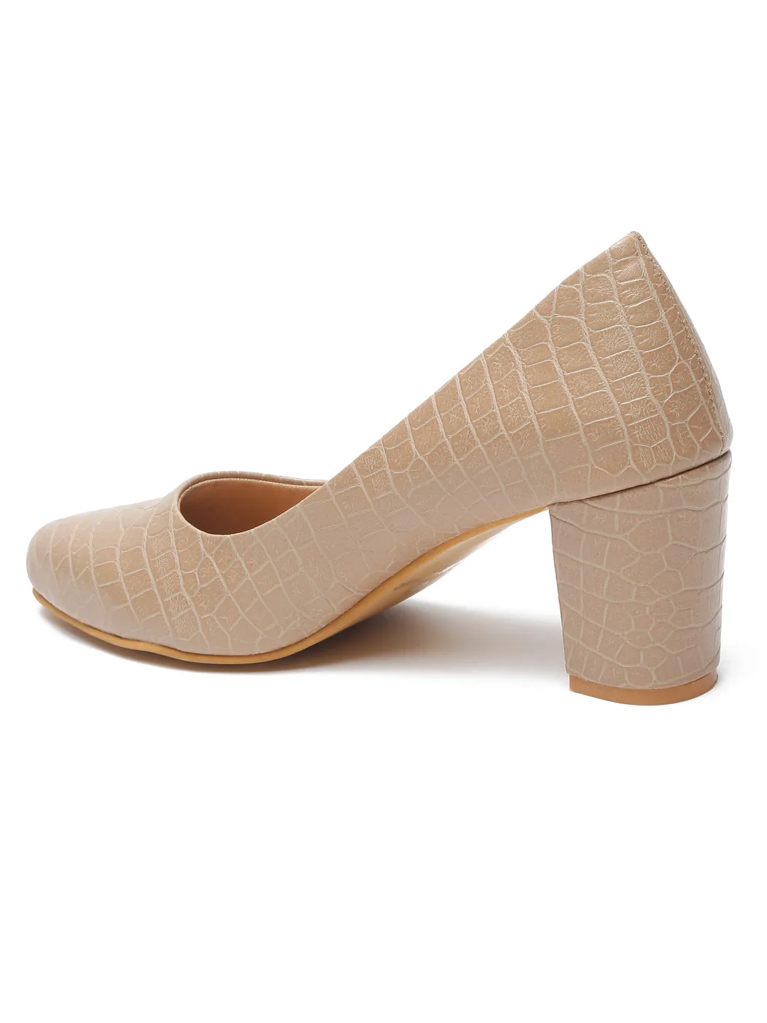 Pelle Albero Women Beige Slip-On Block Heels
