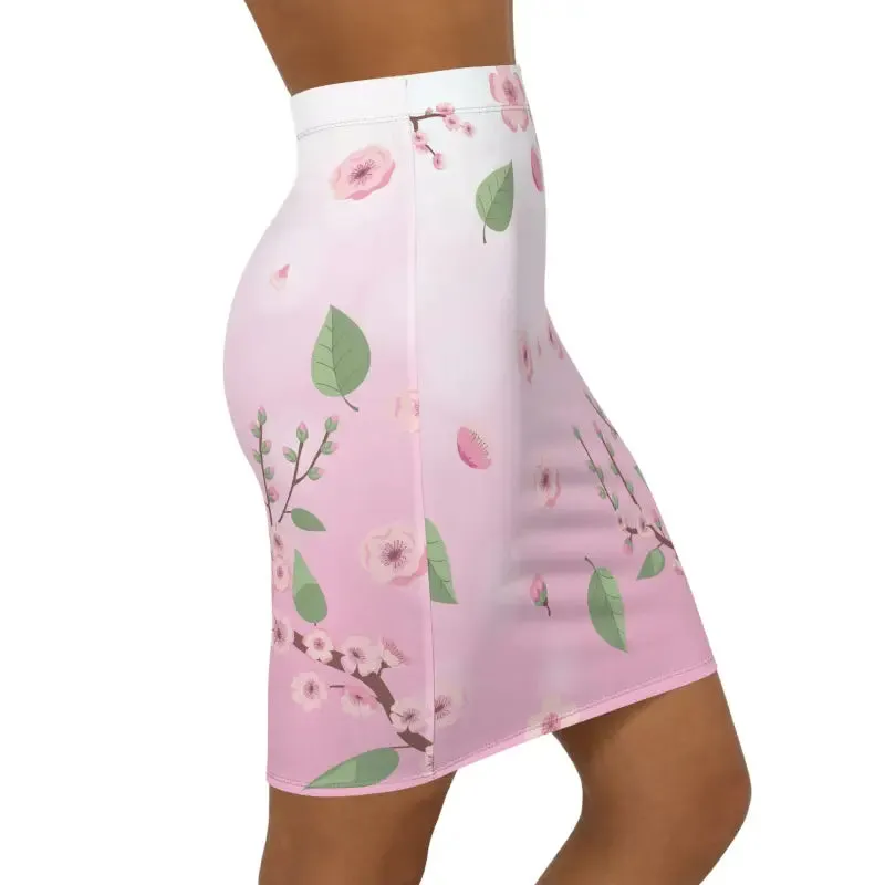 Pink Flowers Women’s Mini Skirt with Stretch