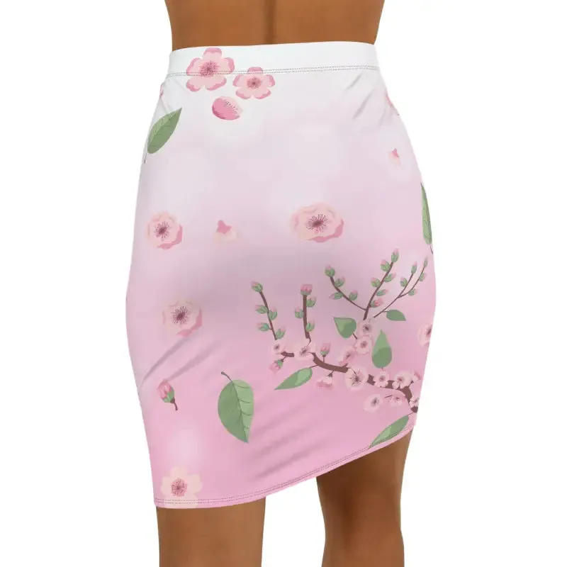 Pink Flowers Women’s Mini Skirt with Stretch