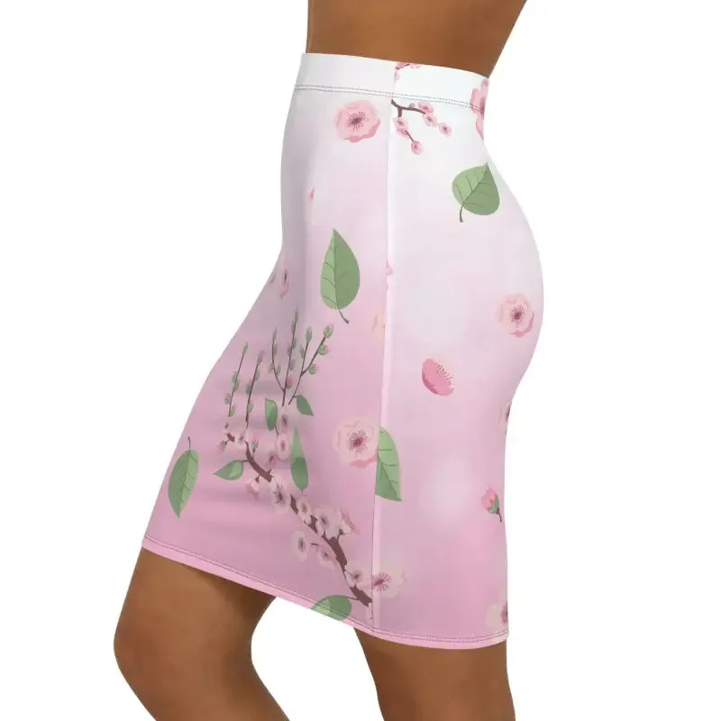 Pink Flowers Women’s Mini Skirt with Stretch