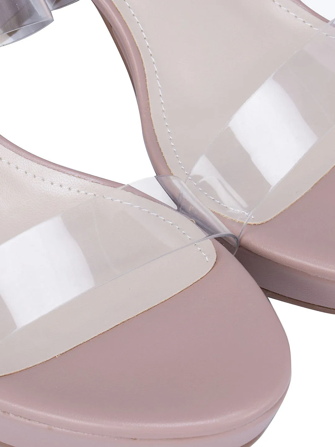 Pink Open Toe Platform Heels
