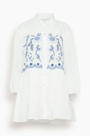 Pippa Dress in Optic White/Blue Multi