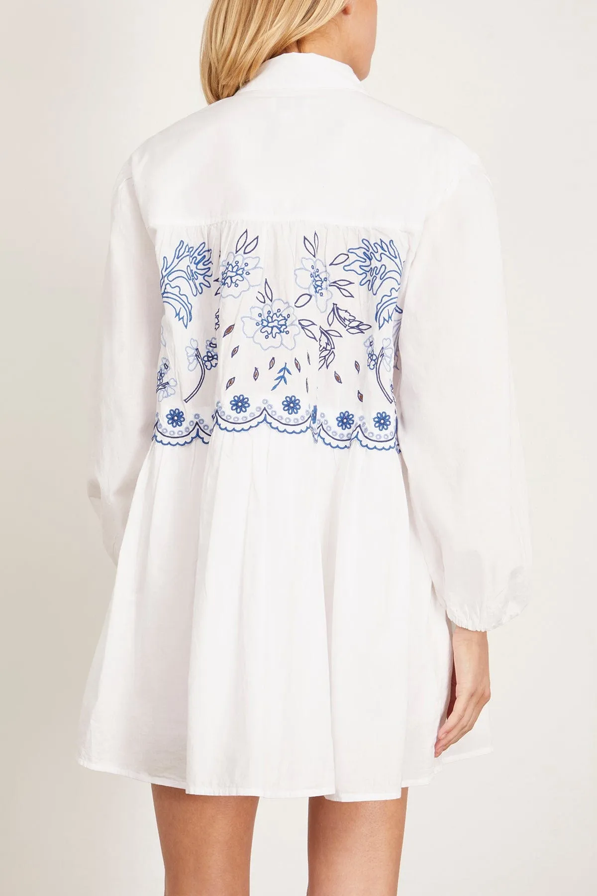 Pippa Dress in Optic White/Blue Multi