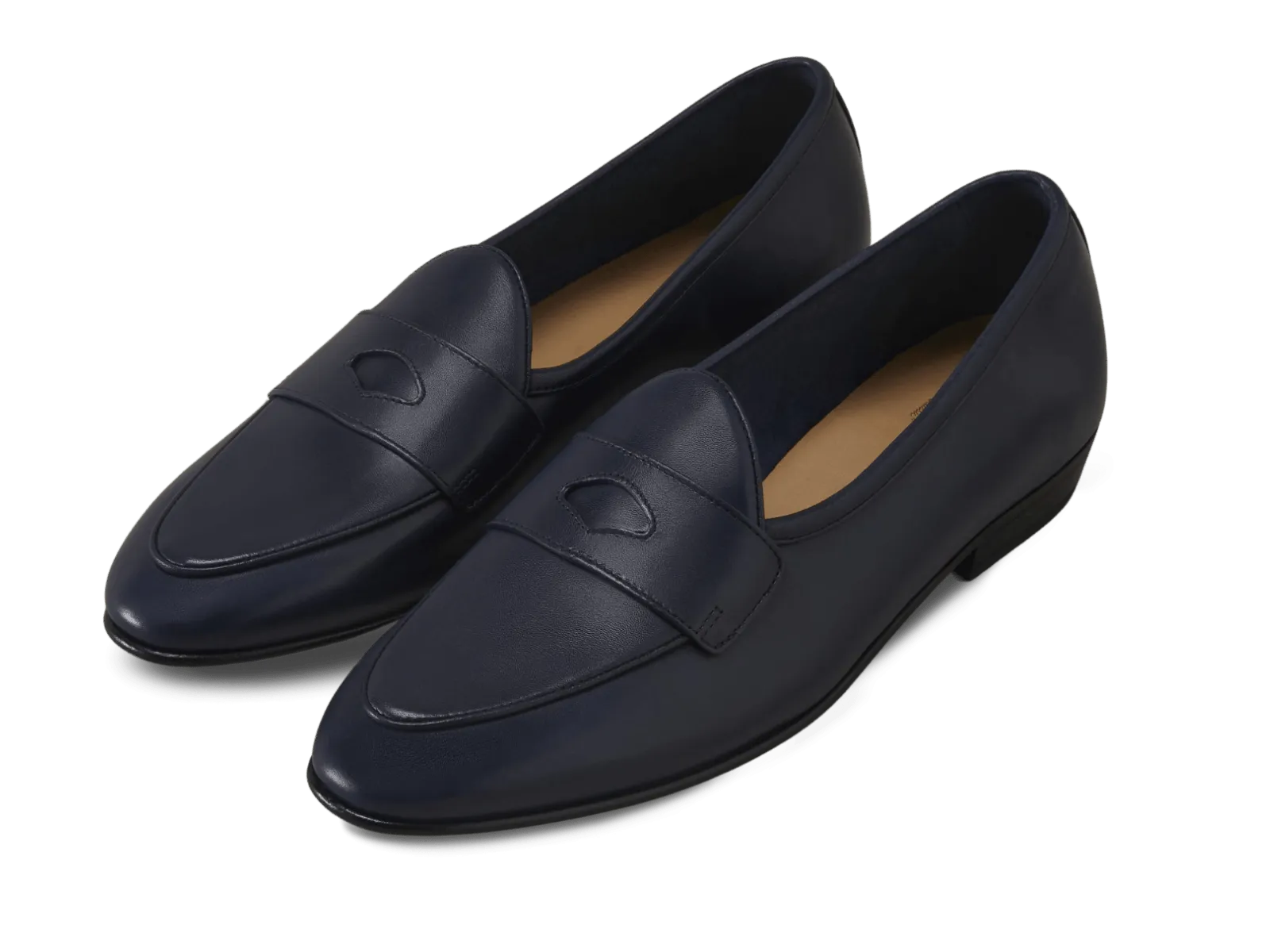 Sagan Classic Ginkgo Loafers in French Navy Drape Calf with Leather Sole