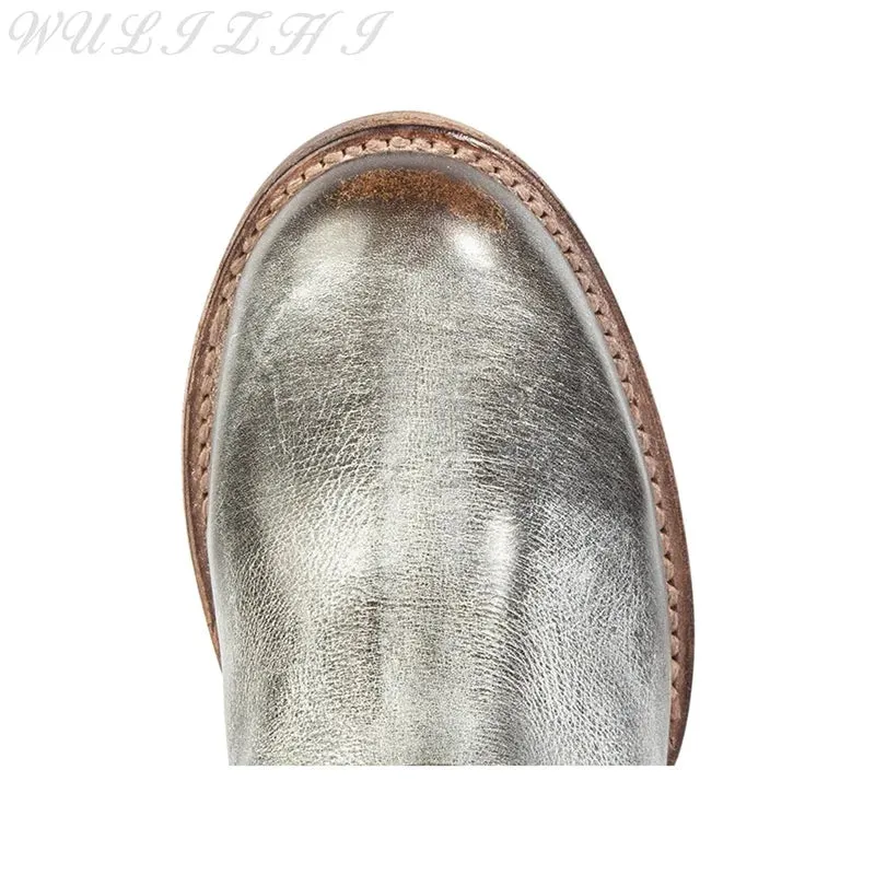 Silver White Riveted Booties