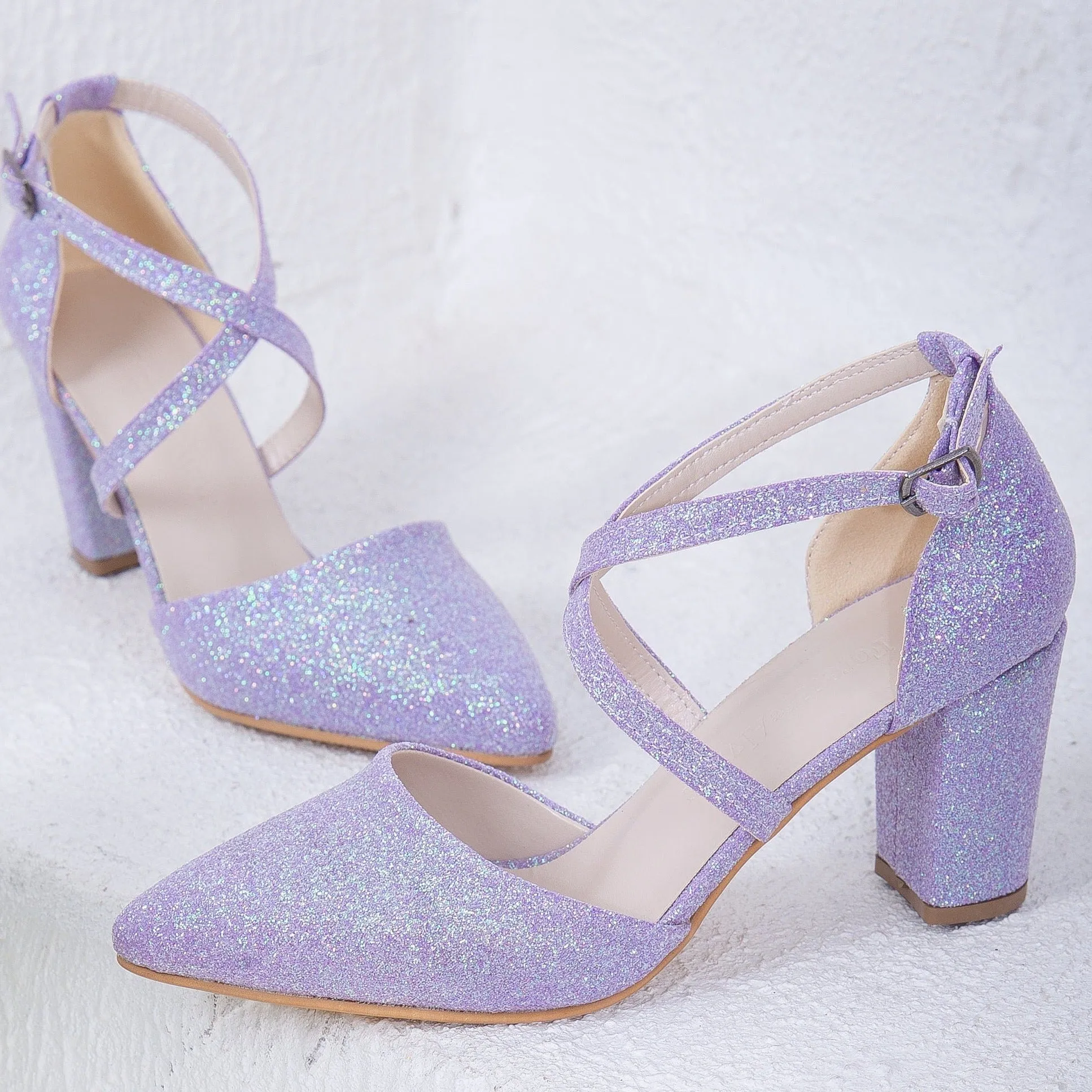 Sina - Lilac Glitter Wedding Shoes