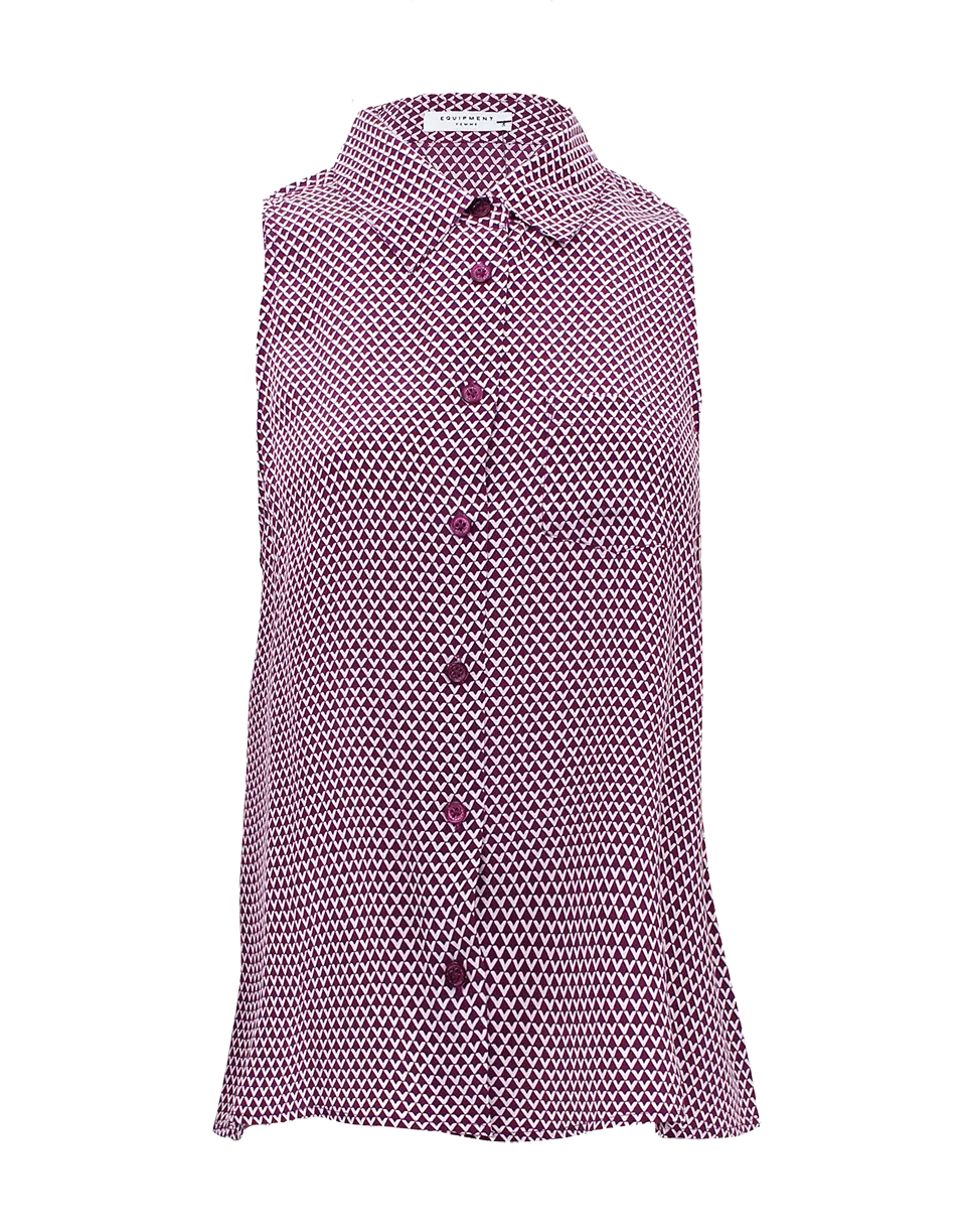 Sleeveless Button Down Diamond Top