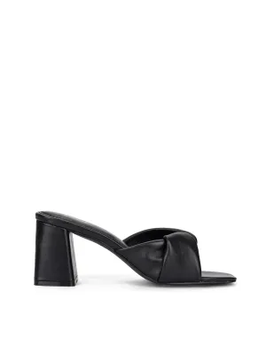 Story Block Heel Mules - Black Leather