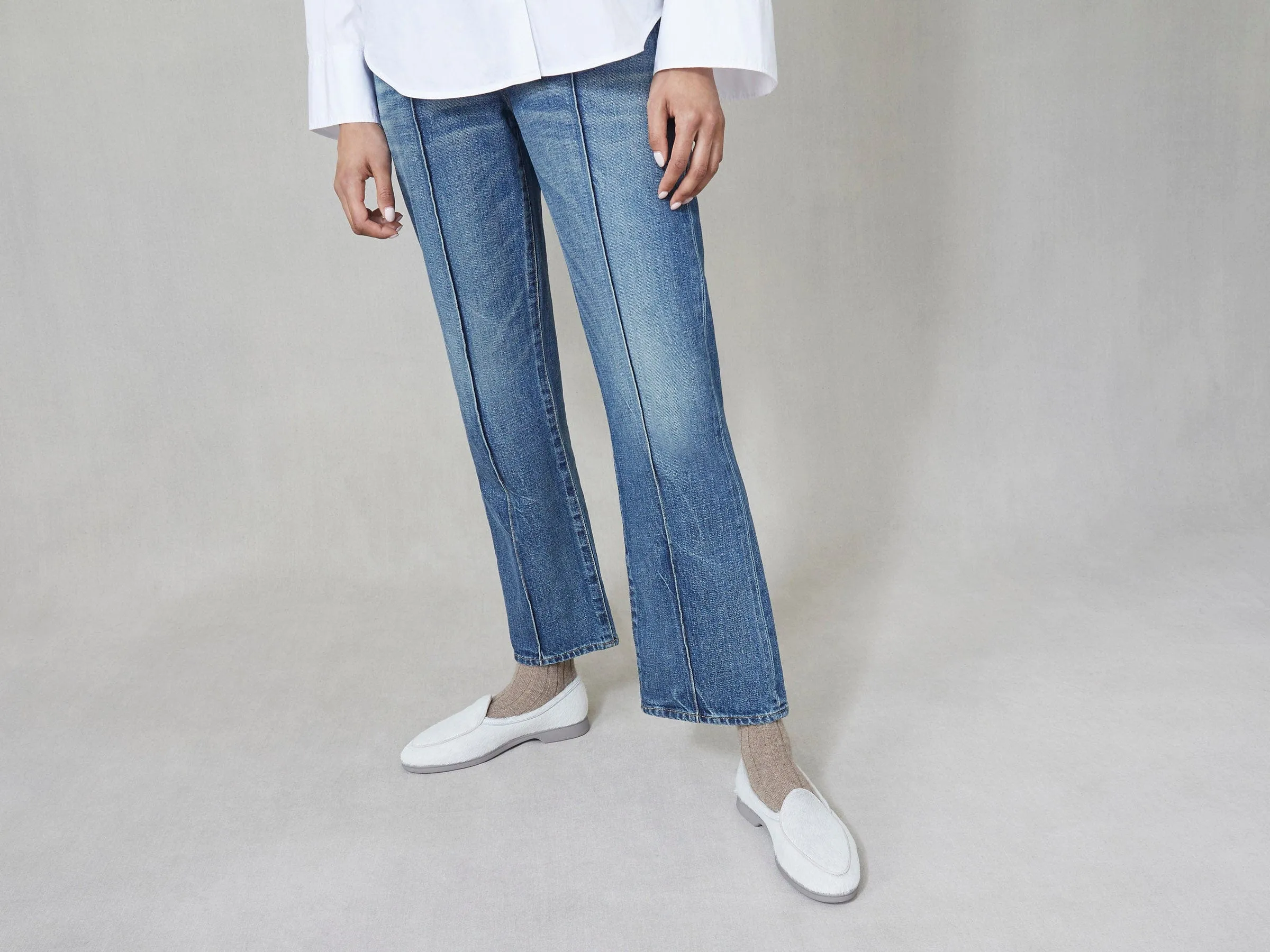 Stride Loafers in Neige Calf Hair