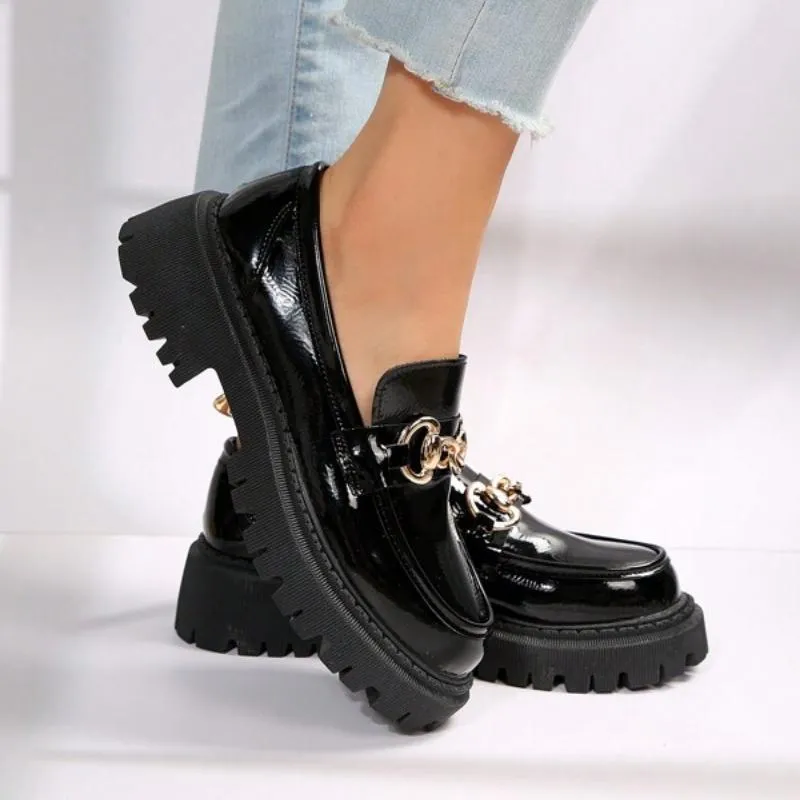 Thick-soled Loafers Chunky Heel Shoes
