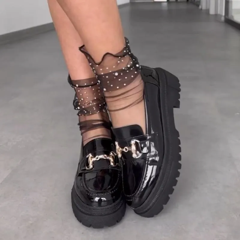 Thick-soled Loafers Chunky Heel Shoes