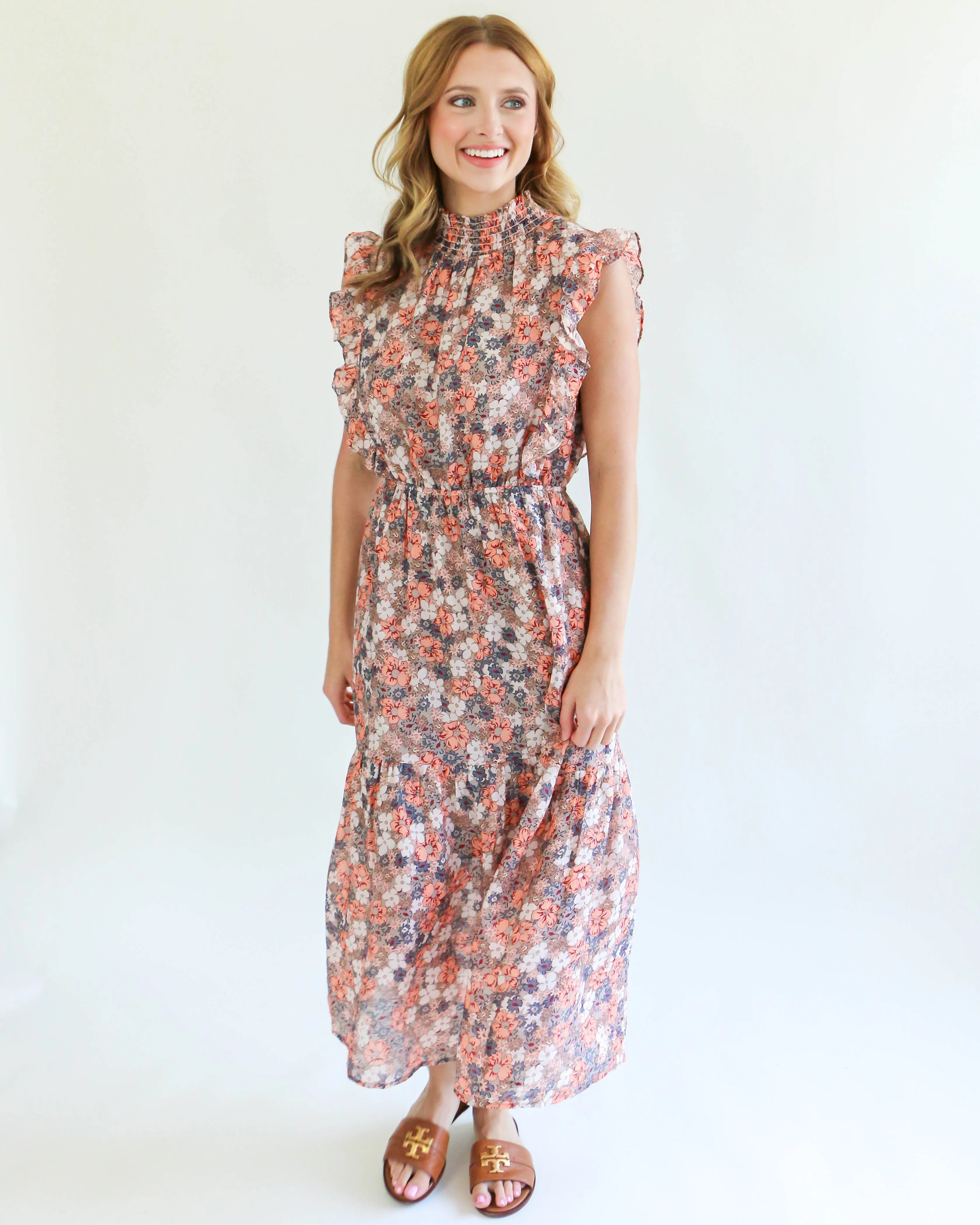 THML | Flower Print Tiered Maxi Dress