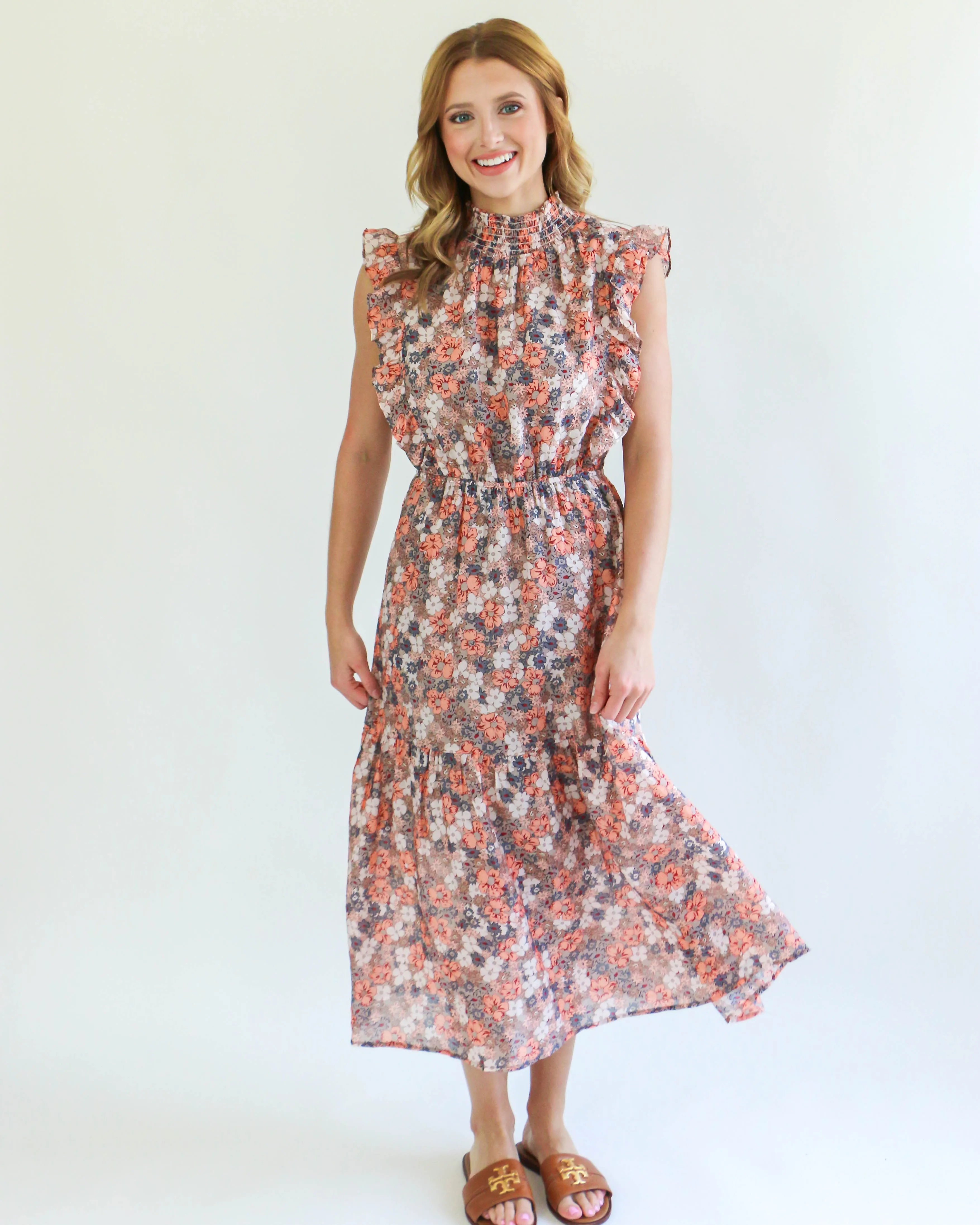 THML | Flower Print Tiered Maxi Dress