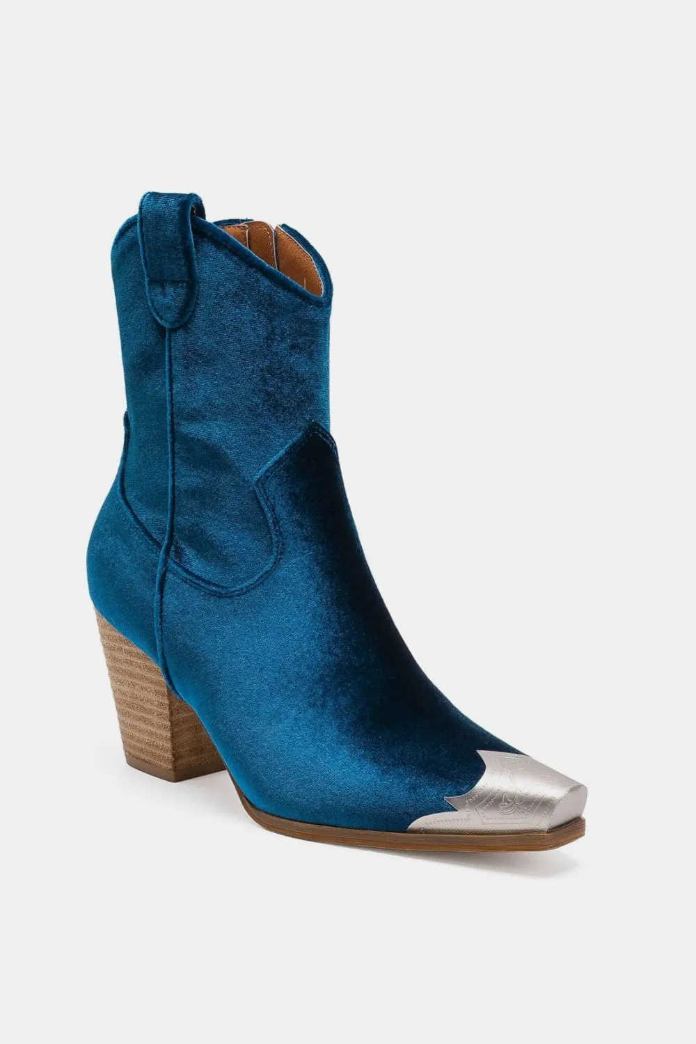 Velvet Block Heel Boots