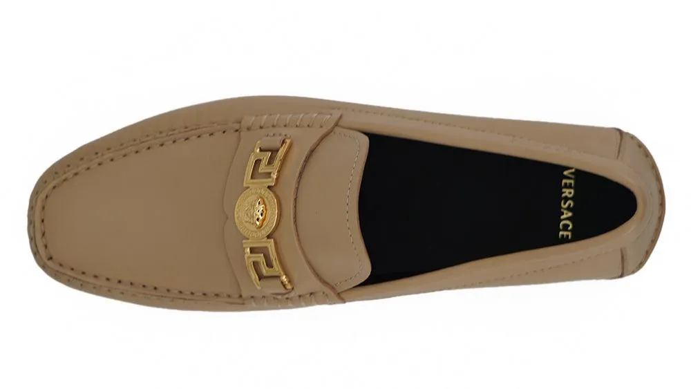 Versace Men's Beige Calf Leather Loafers