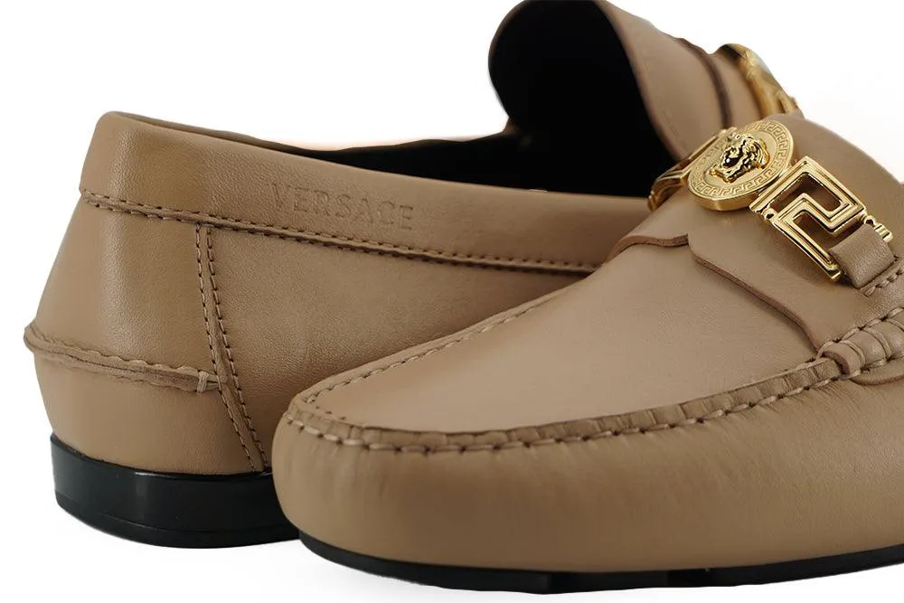 Versace Men's Beige Calf Leather Loafers