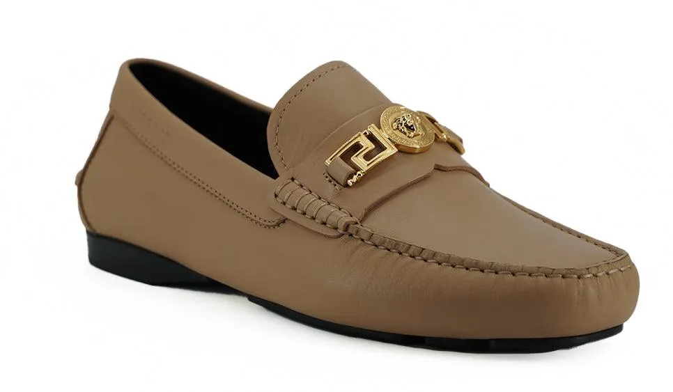 Versace Men's Beige Calf Leather Loafers