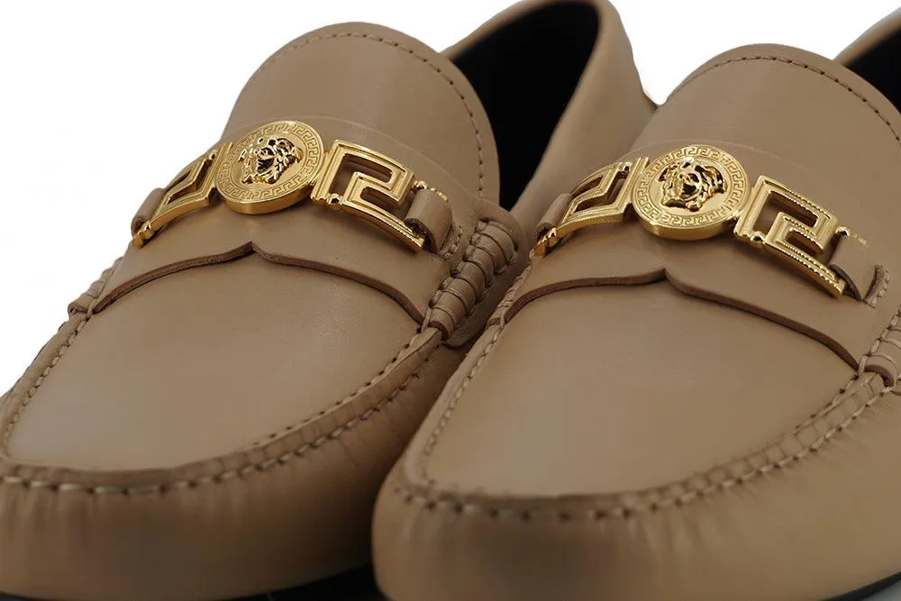 Versace Men's Beige Calf Leather Loafers