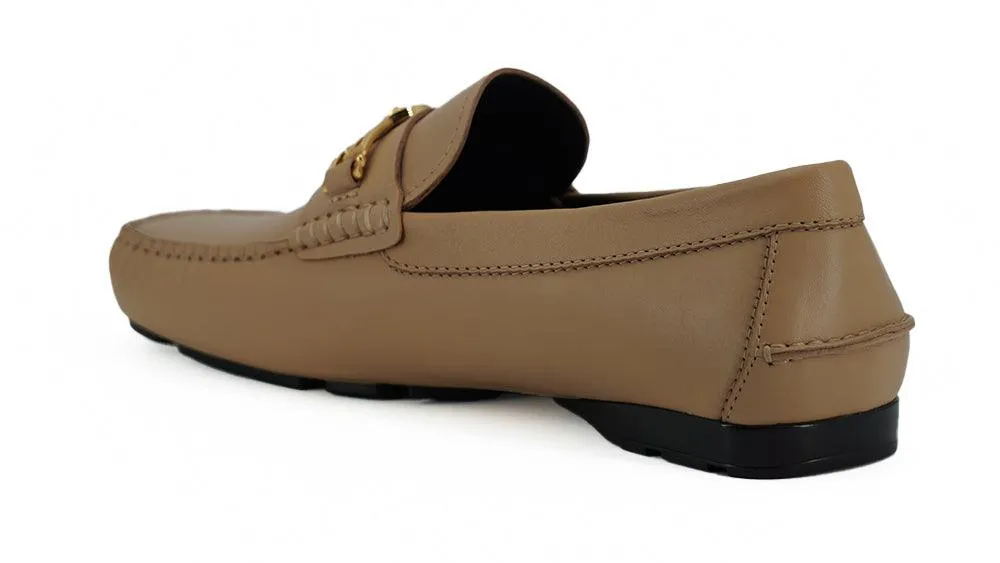 Versace Men's Beige Calf Leather Loafers