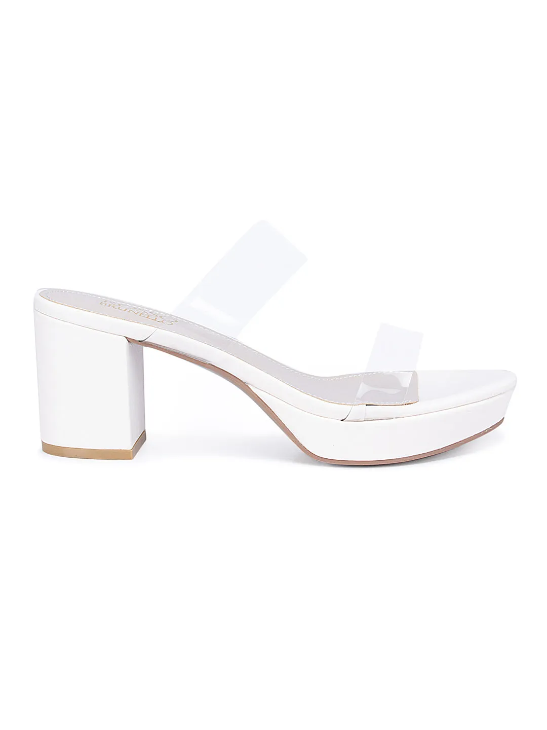 White Open Toe Platform Heels