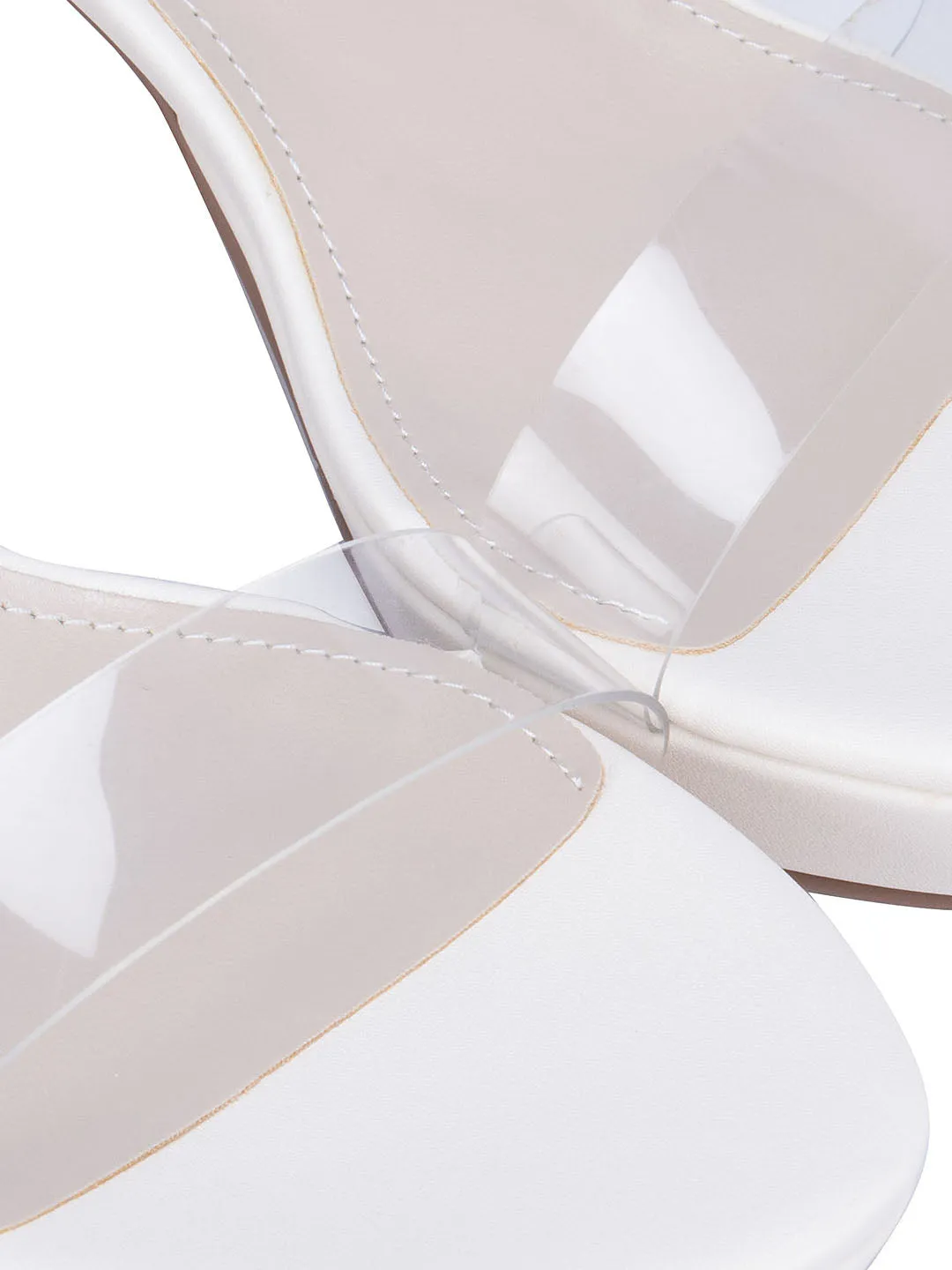 White Open Toe Platform Heels