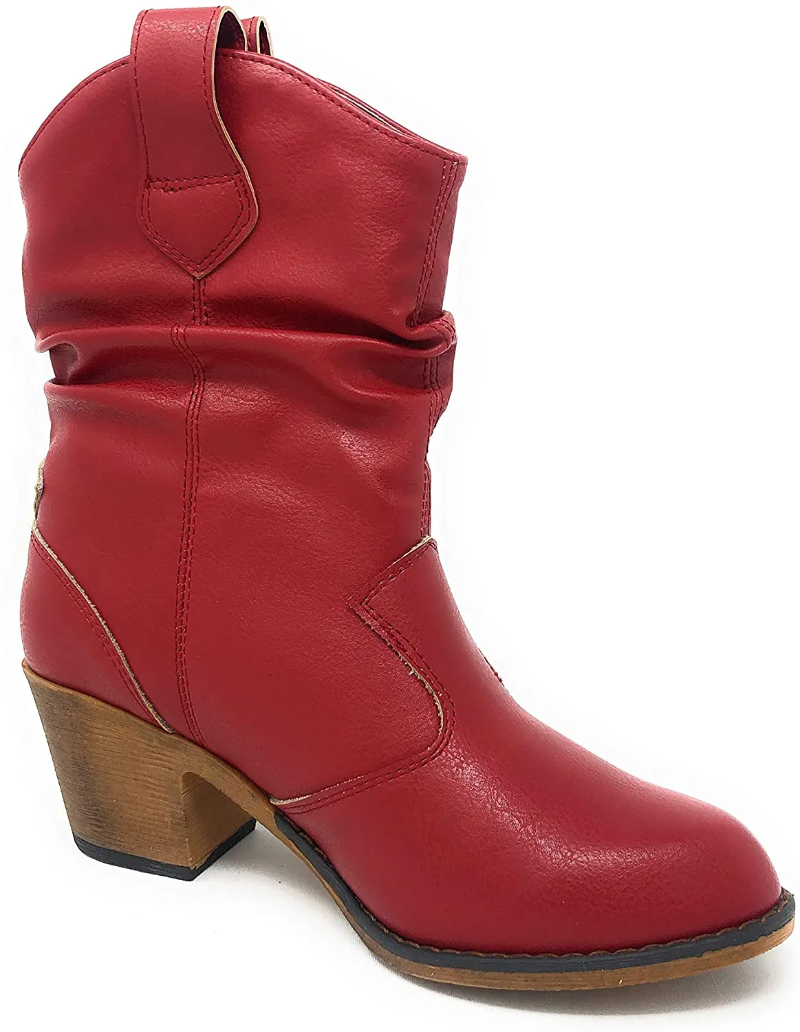 Women's Modern Western Cowboy Distressed Cognac Boot with Pull-Up Tabs