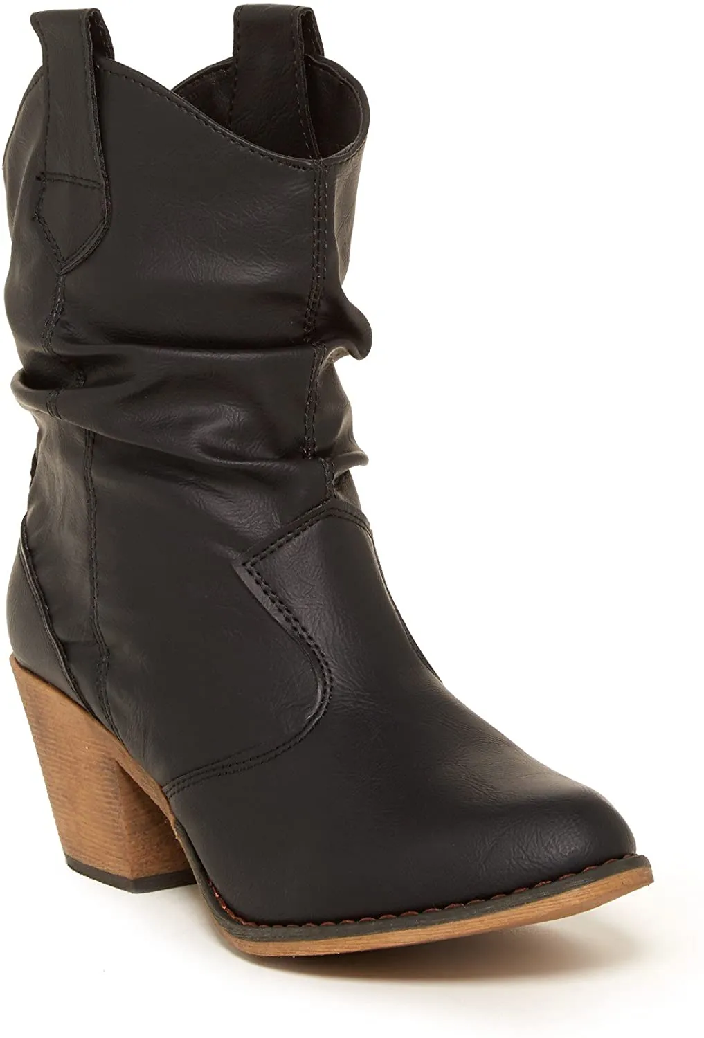 Women's Modern Western Cowboy Distressed Cognac Boot with Pull-Up Tabs