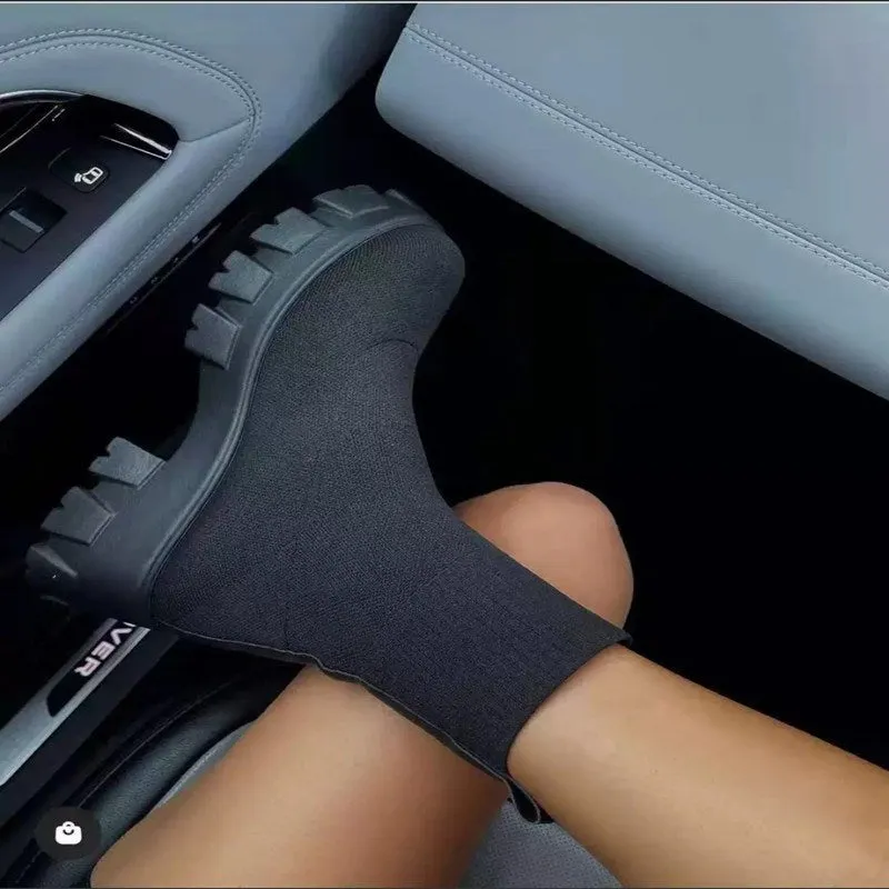 Women's Socks Boots Spring Autumn Female Thick Bottom Comfortable Knitted Short Boots