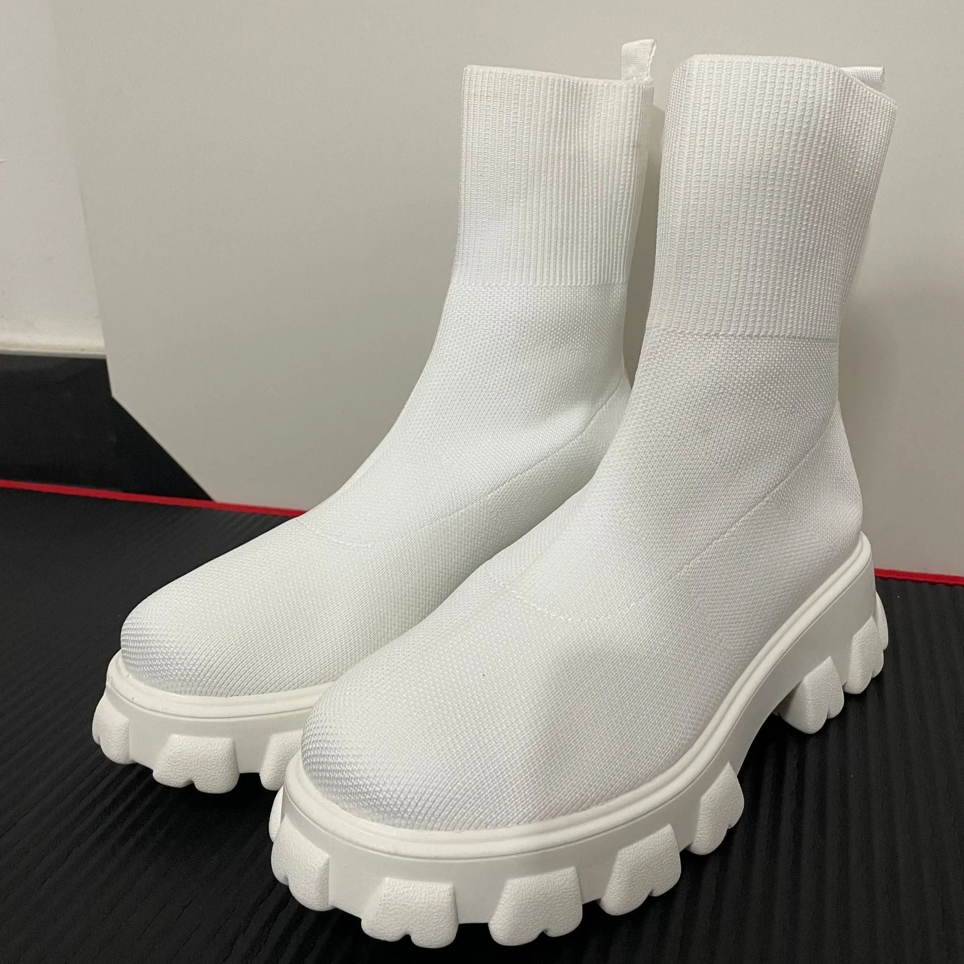 Women's Socks Boots Spring Autumn Female Thick Bottom Comfortable Knitted Short Boots
