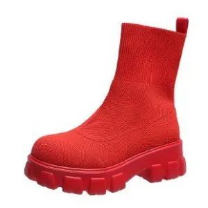 Women's Socks Boots Spring Autumn Female Thick Bottom Comfortable Knitted Short Boots