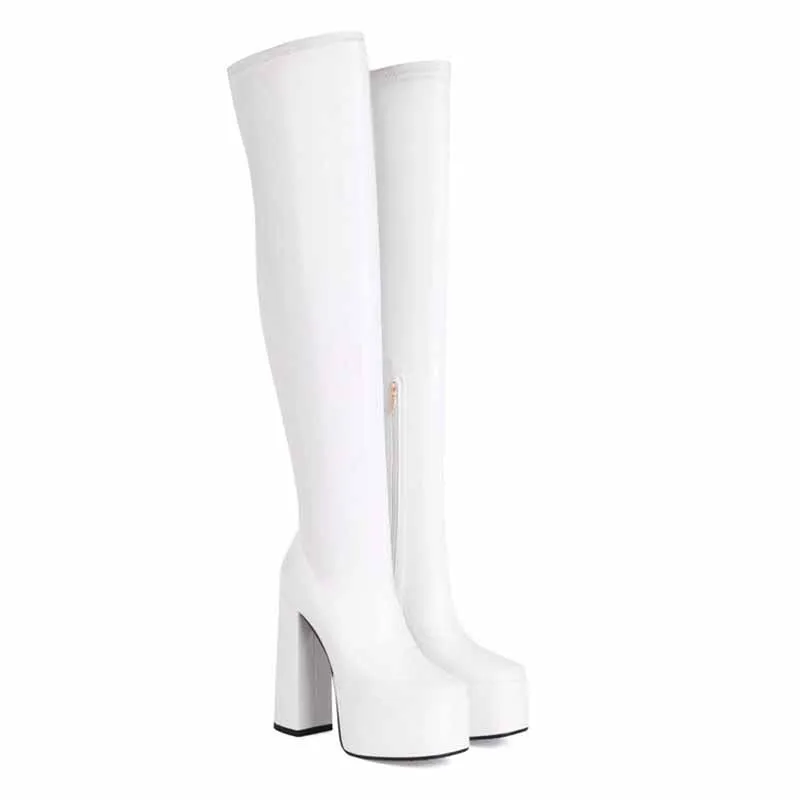 Women's street fashion over the knee boots chunky heeled long boots