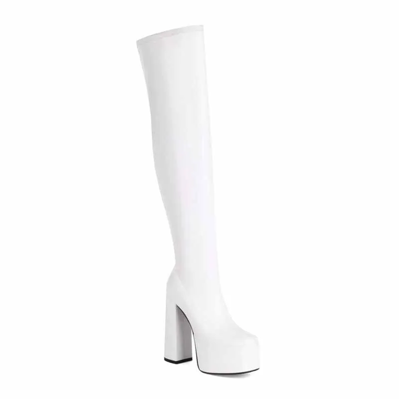 Women's street fashion over the knee boots chunky heeled long boots