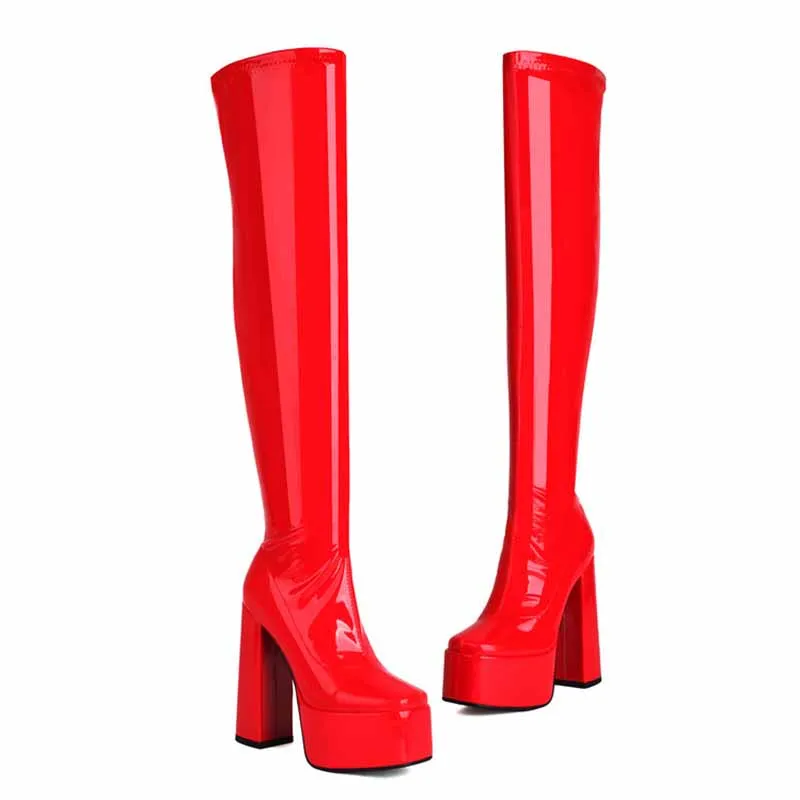 Women's street fashion over the knee boots chunky heeled long boots